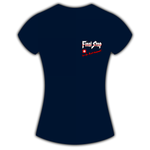 Ladies-Shirt "Final Stap - Bis der Arzt kommt" navy Aufdruck klein
