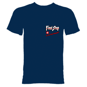 T-Shirt "Final Stap - Bis der Arzt kommt" Aufdruck klein navy